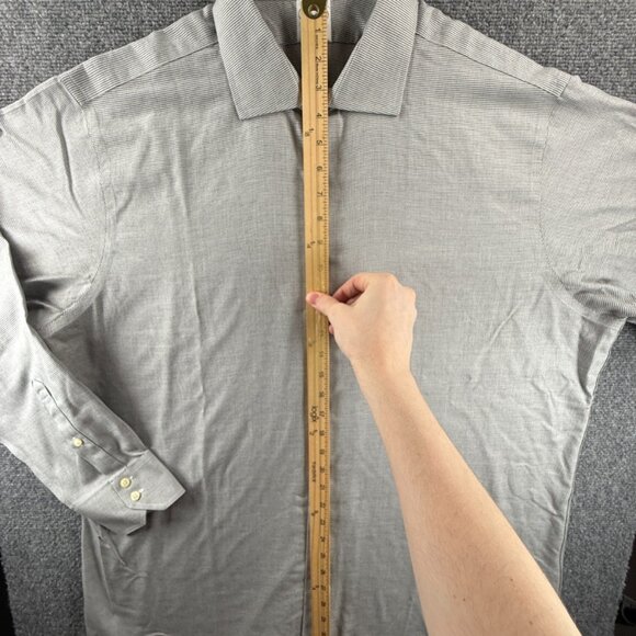 Brooks Brothers Regent Non-Iron 18 37 Check Cotton Gray Office Long Sleeve Shirt - Picture 4 of 14